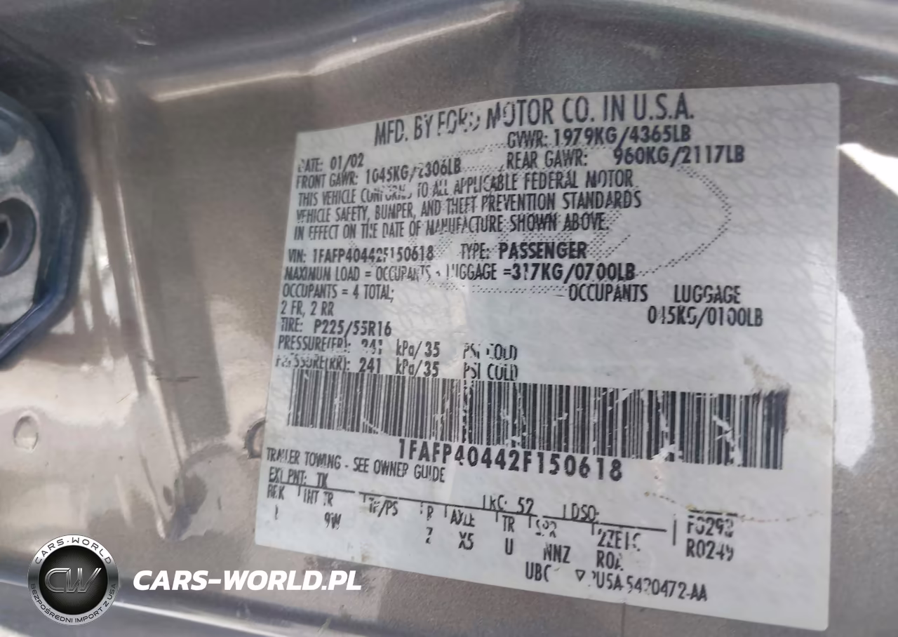 2002 Ford Mustang VIN:1FAFP40442F150618 - 9