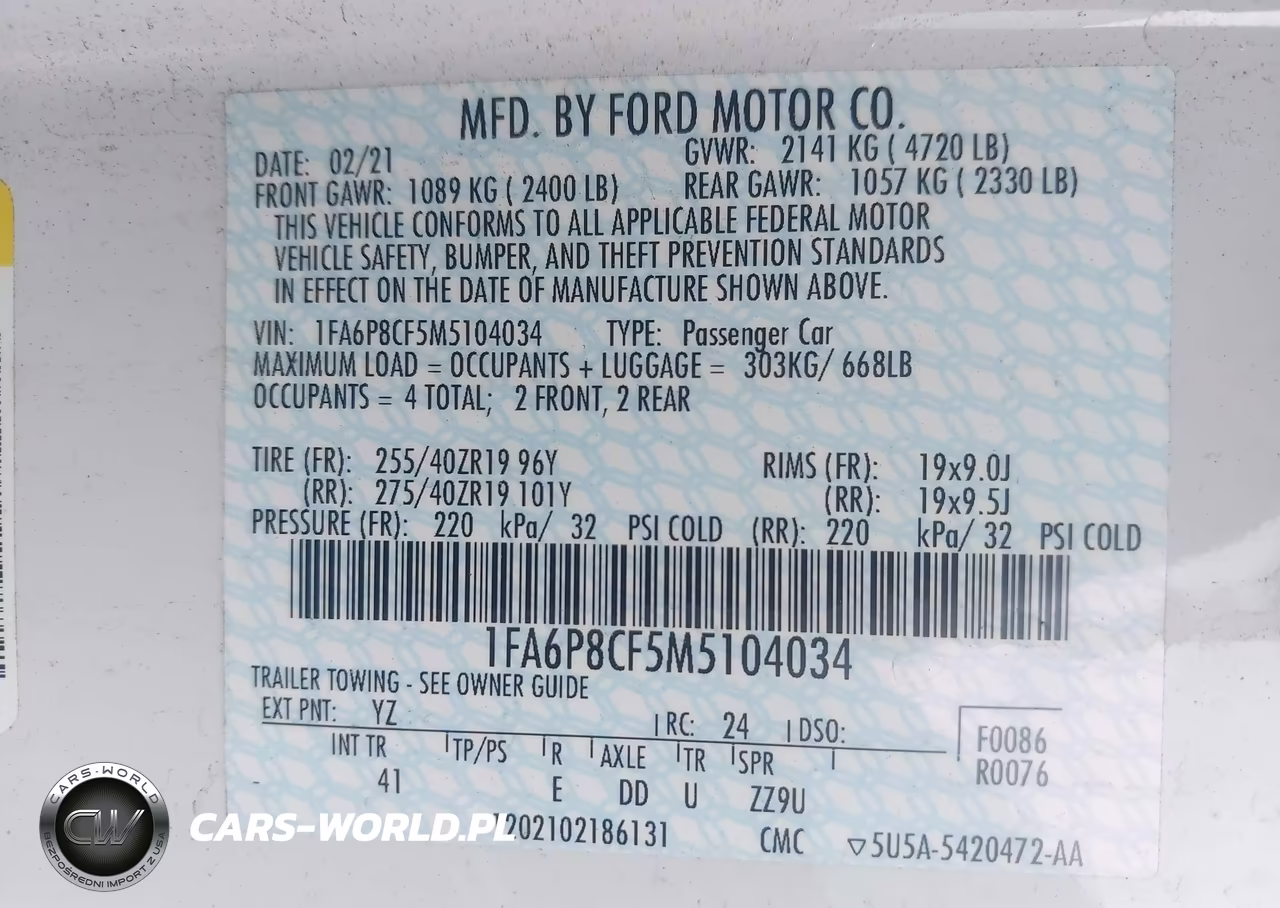 2021 Ford Mustang Gt Premium Fastback VIN:1FA6P8CF5M5104034 - 9