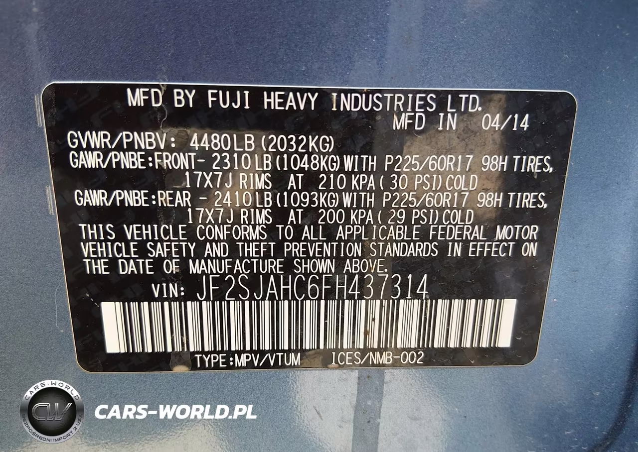 2015 Subaru Forester 2.5I Limited VIN:JF2SJAHC6FH437314 - 9