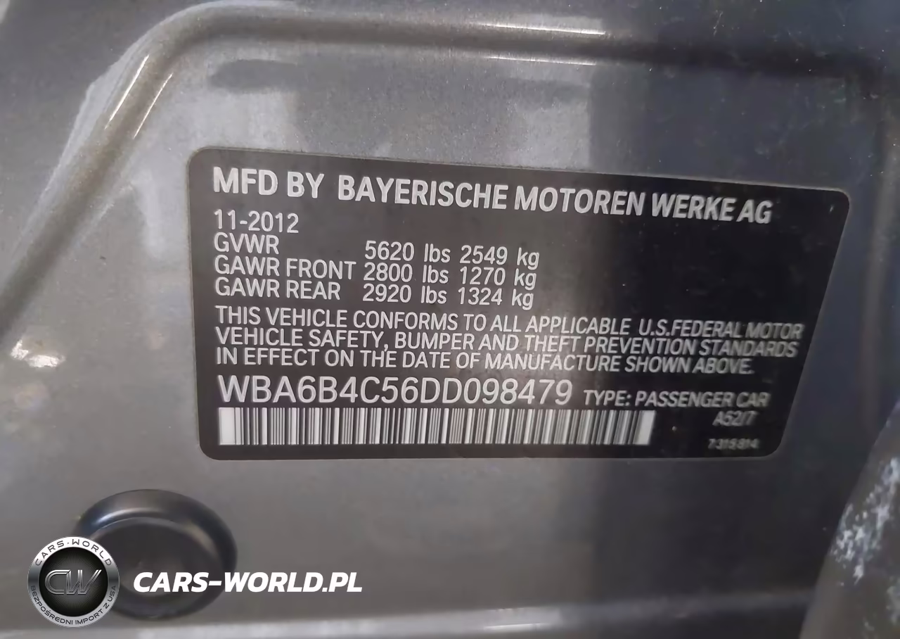 2013 BMW 650I Gran Coupe xDrive VIN:WBA6B4C56DD098479 - 9