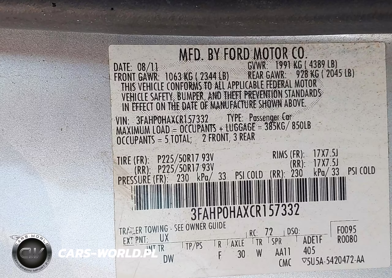 2012 Ford Fusion Se VIN:3FAHP0HAXCR157332 - 9