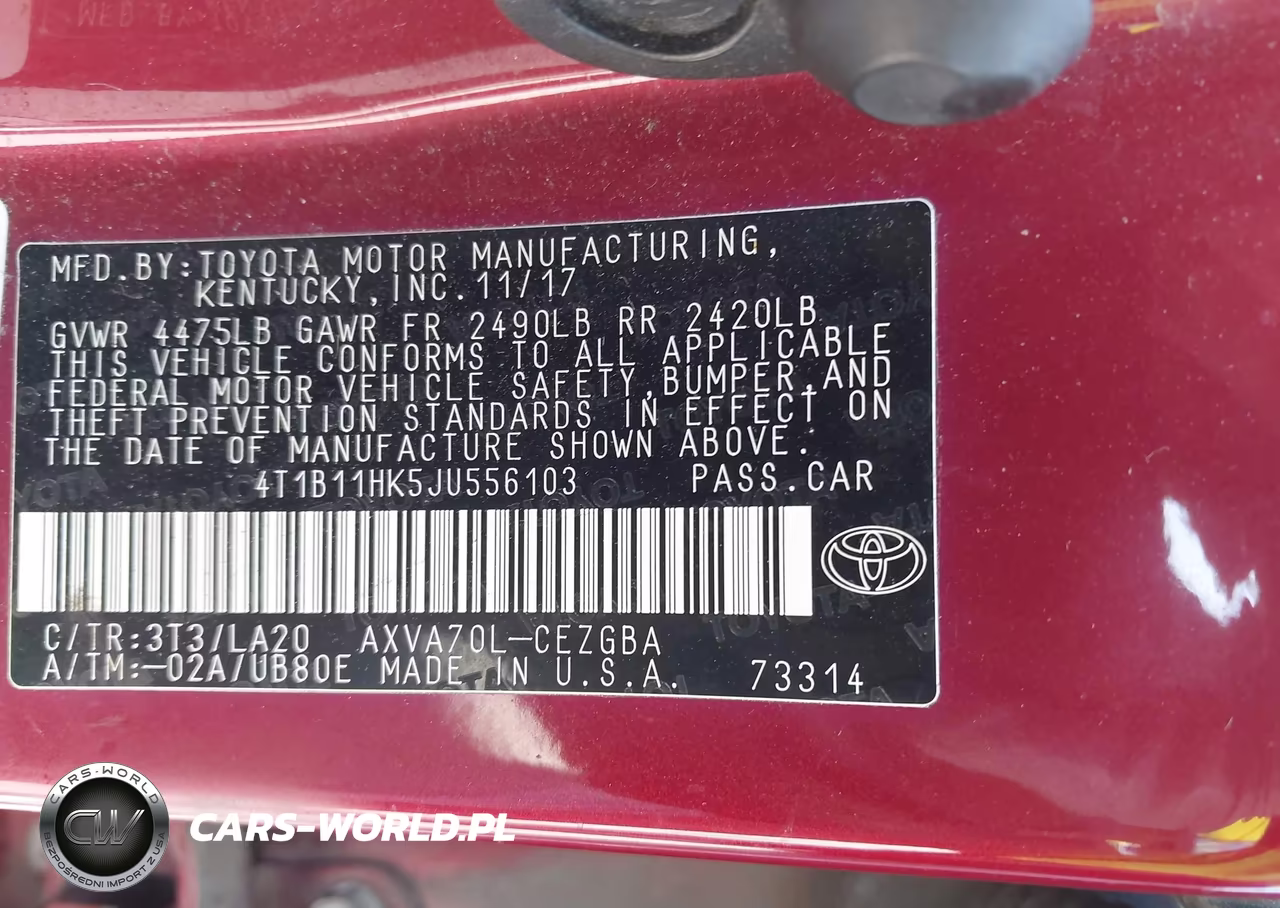 2018 Toyota Camry Xle VIN:4T1B11HK5JU556103 - 8