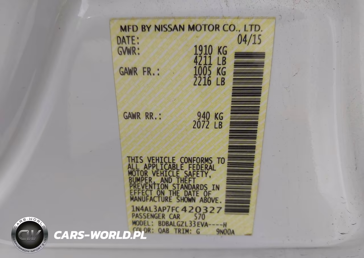 2015 Nissan Altima 2.5 S VIN:1N4AL3AP7FC420327 - 9