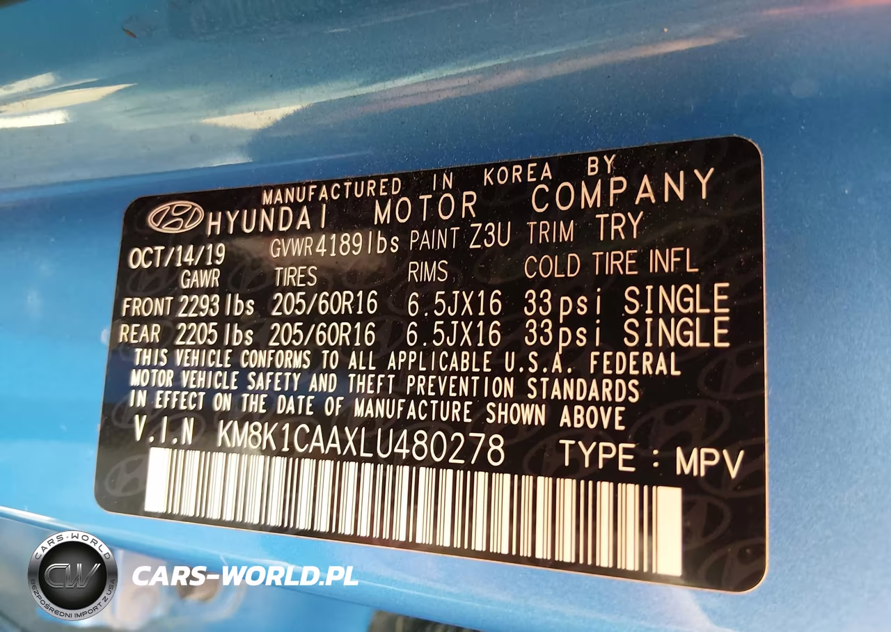 2020 Hyundai Kona Se VIN:KM8K1CAAXLU480278 - 9