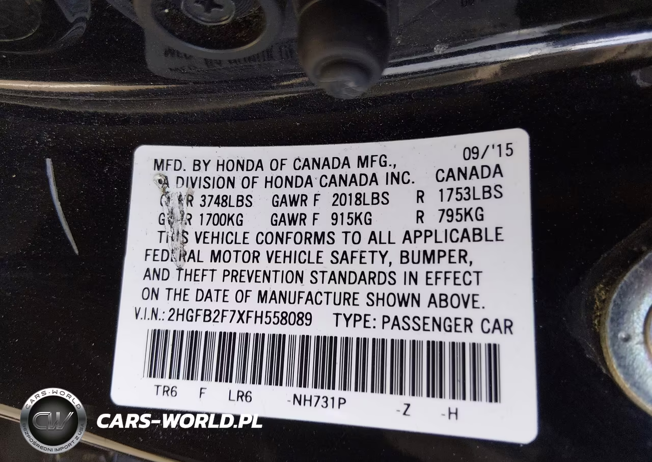2015 Honda Civic Se VIN:2HGFB2F7XFH558089 - 9