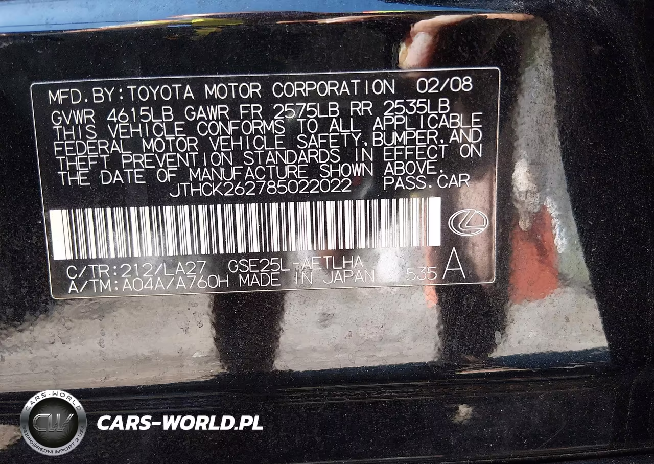 2008 Lexus Is 250 VIN:JTHCK262785022022 - 9