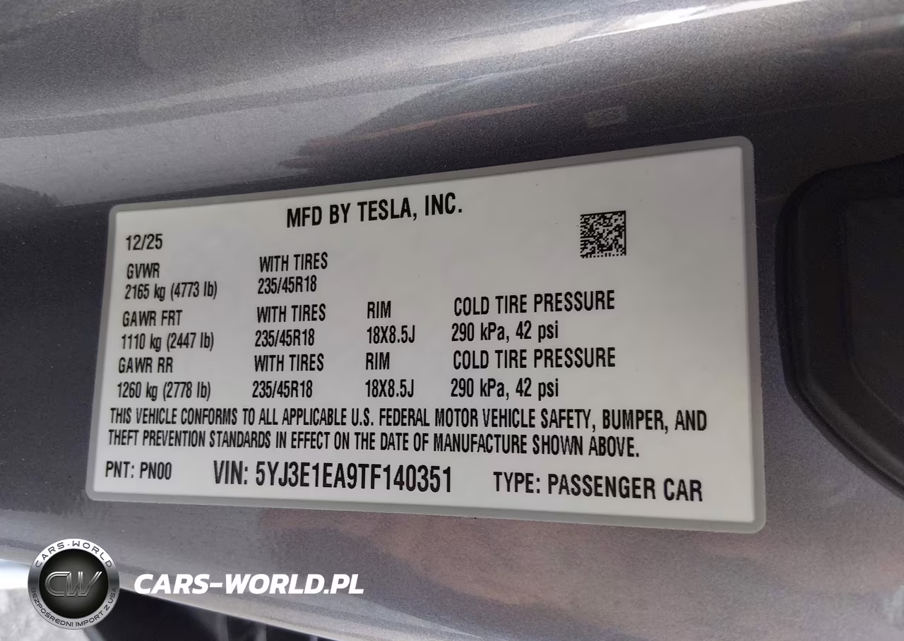 2026 Tesla Model 3 Premium Rear-Wheel Drive-Rear-Wheel Drive VIN:5YJ3E1EA9TF140351 - 9
