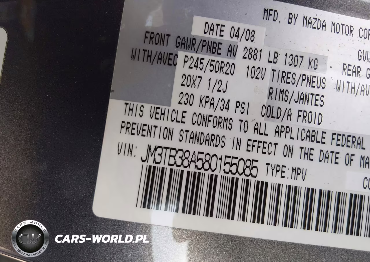 2008 Mazda Cx-9 Grand Touring VIN:JM3TB38A580155085 - 9