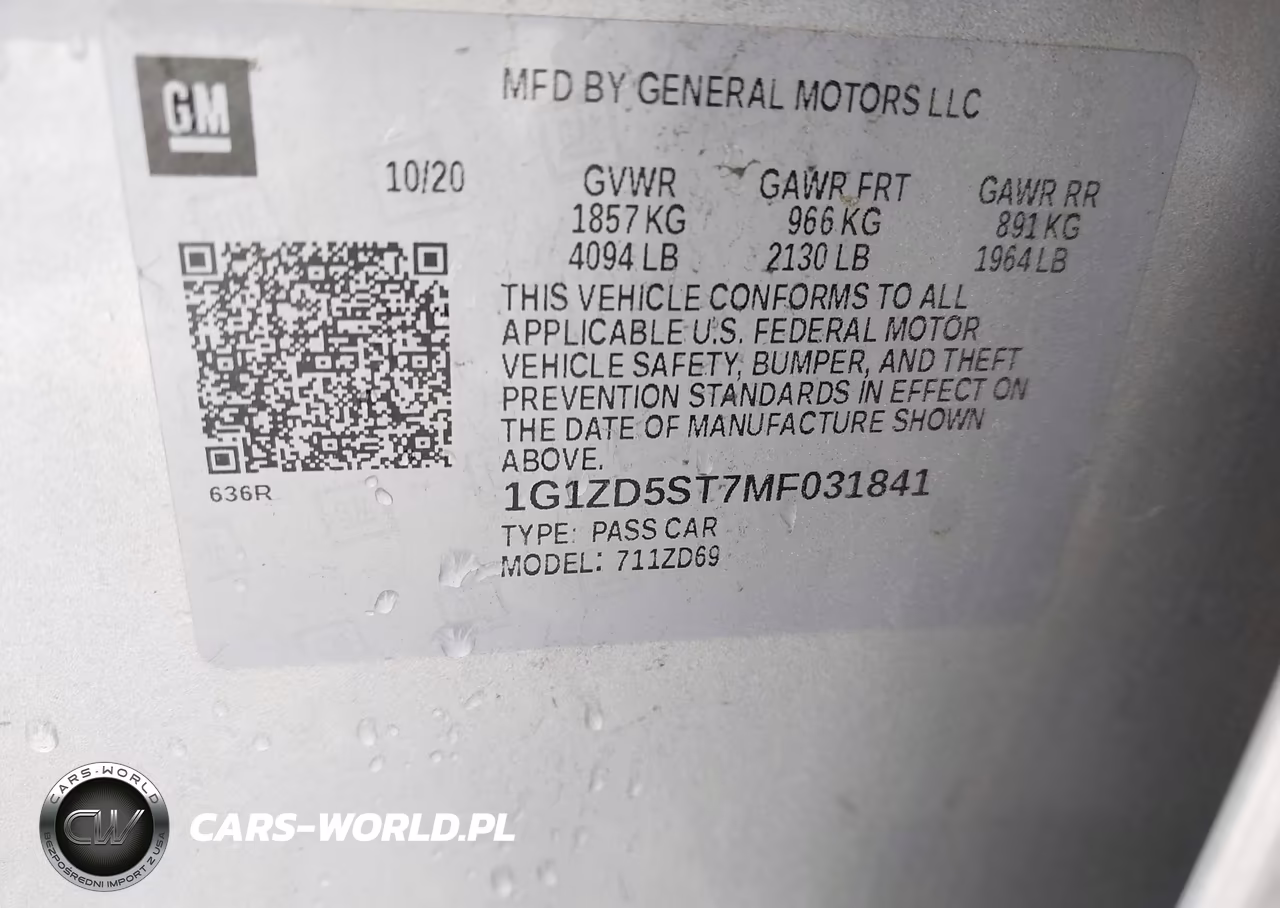 2021 Chevrolet Malibu Fwd Lt VIN:1G1ZD5ST7MF031841 - 9
