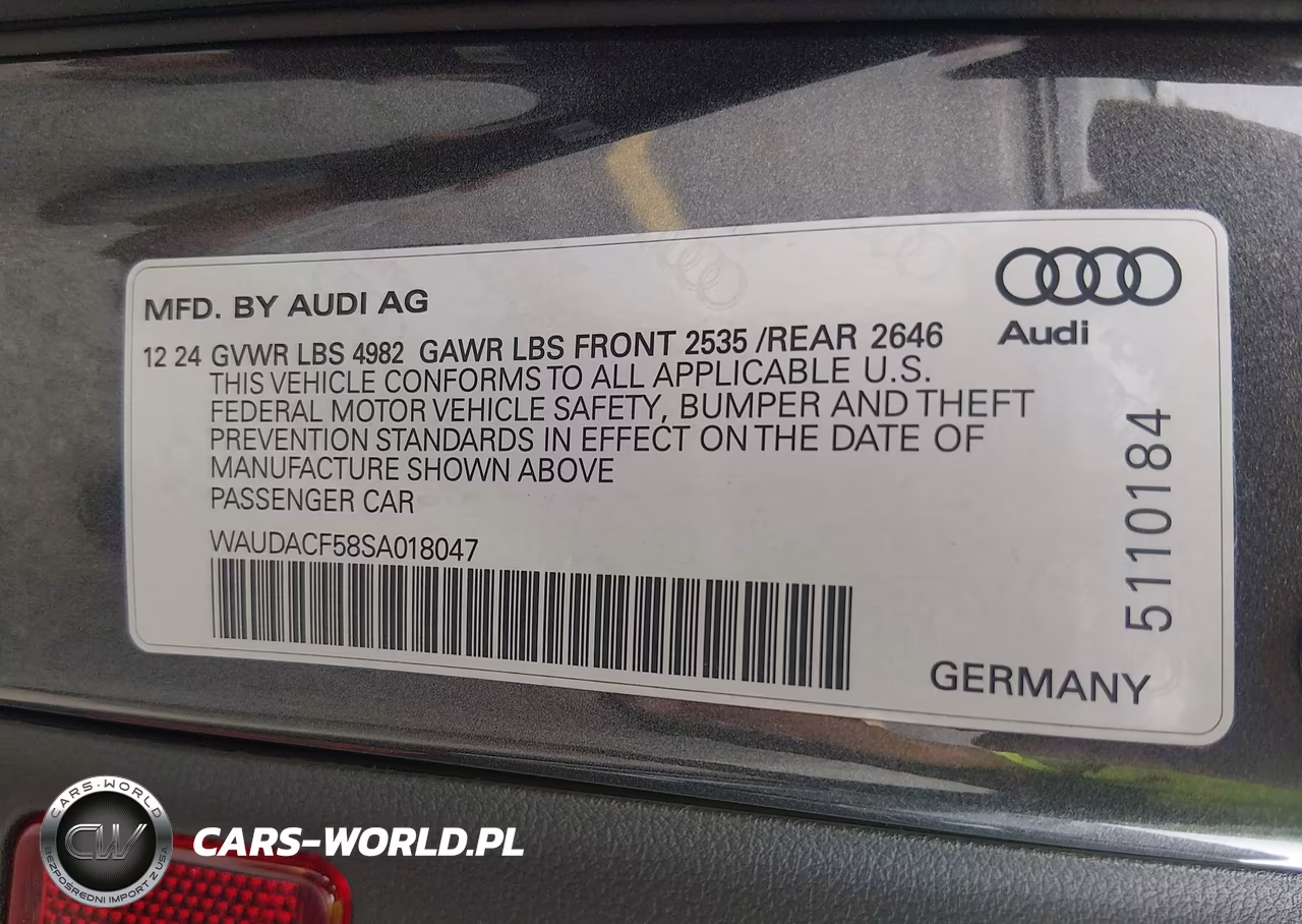 2025 Audi A5 Sportback Premium 45 Tfsi S Line Quattro S Tronic VIN:WAUDACF58SA018047 - 9