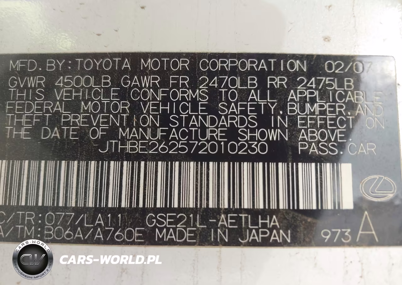 2007 Lexus Is 350 VIN:JTHBE262572010230 - 9