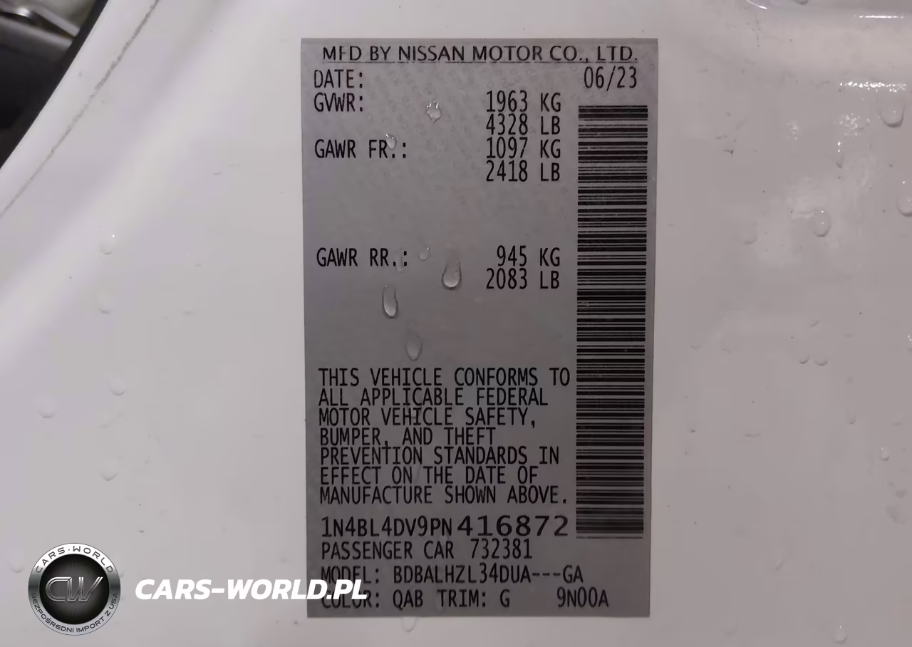 2023 Nissan Altima Sv Fwd VIN:1N4BL4DV9PN416872 - 9