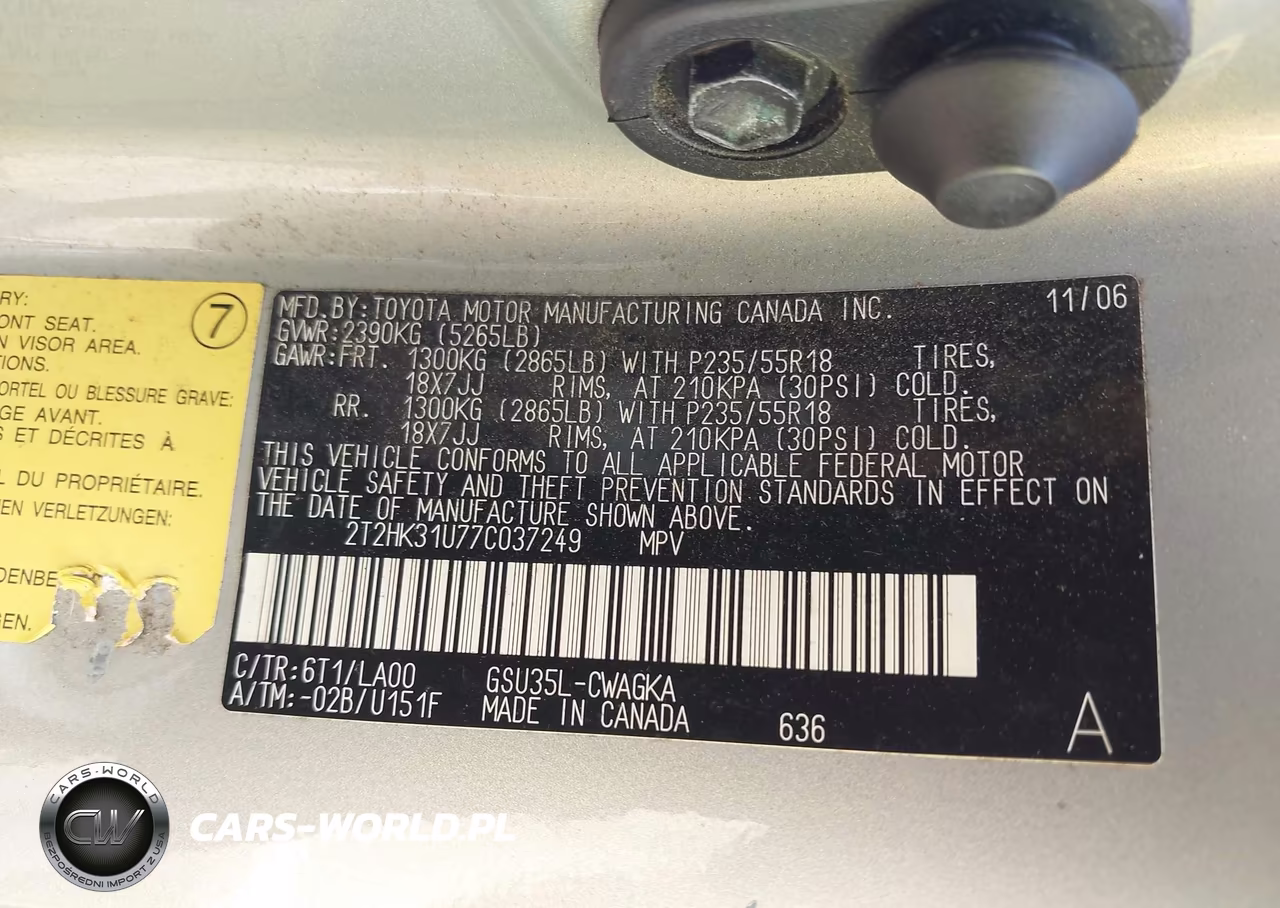 2007 Lexus Rx 350 VIN:2T2HK31U77C037249 - 9