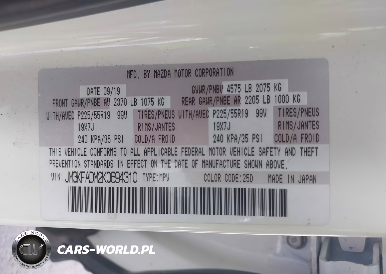 2019 Mazda Cx-5 Grand Touring VIN:JM3KFADM2K0694310 - 9