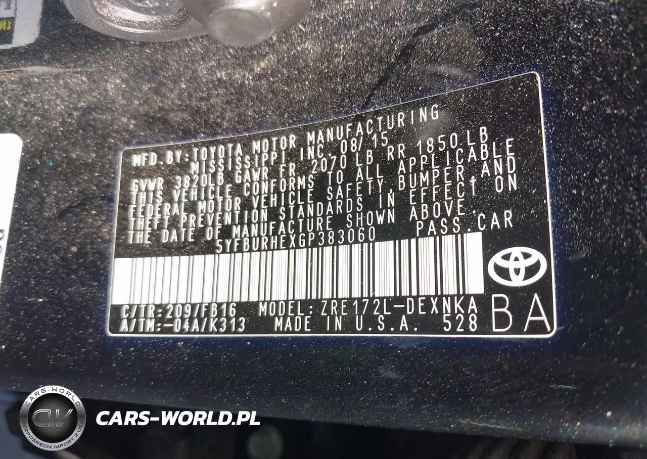 2016 Toyota Corolla Le Plus VIN:5YFBURHEXGP383060 - 9