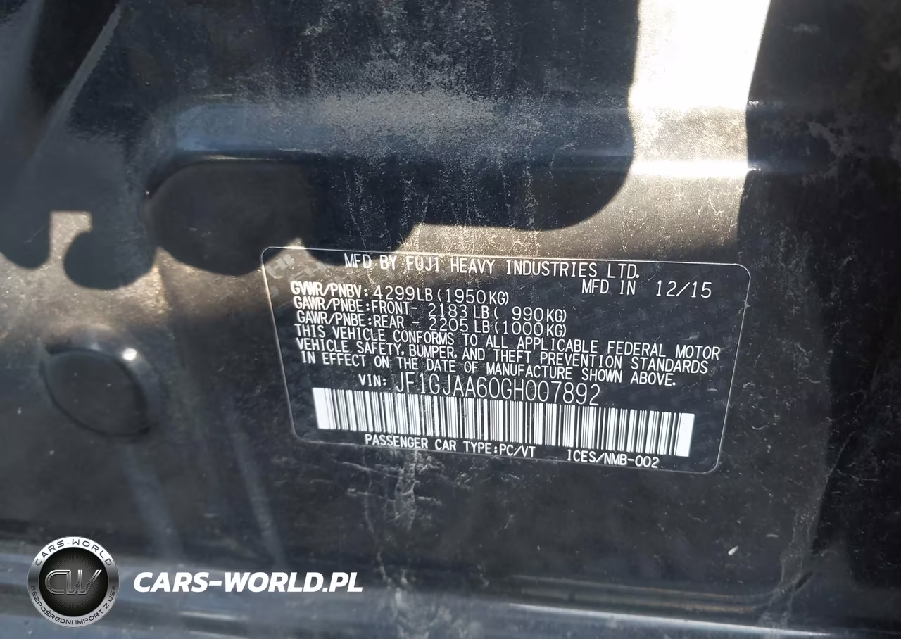 2016 Subaru Impreza 2.0I VIN:JF1GJAA60GH007892 - 9