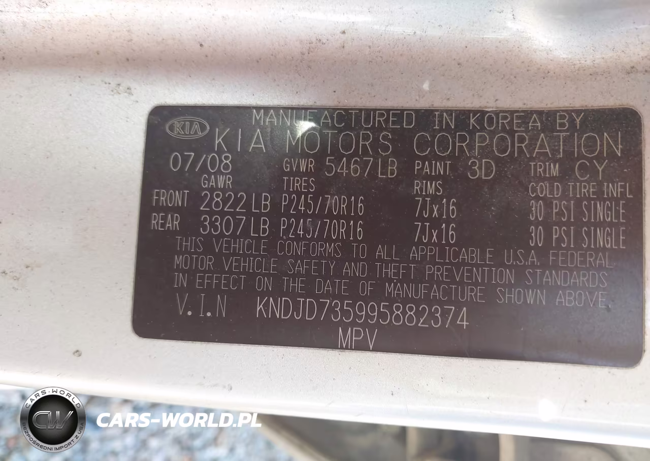 2009 Kia Sorento Lx Base VIN:KNDJD735995882374 - 9