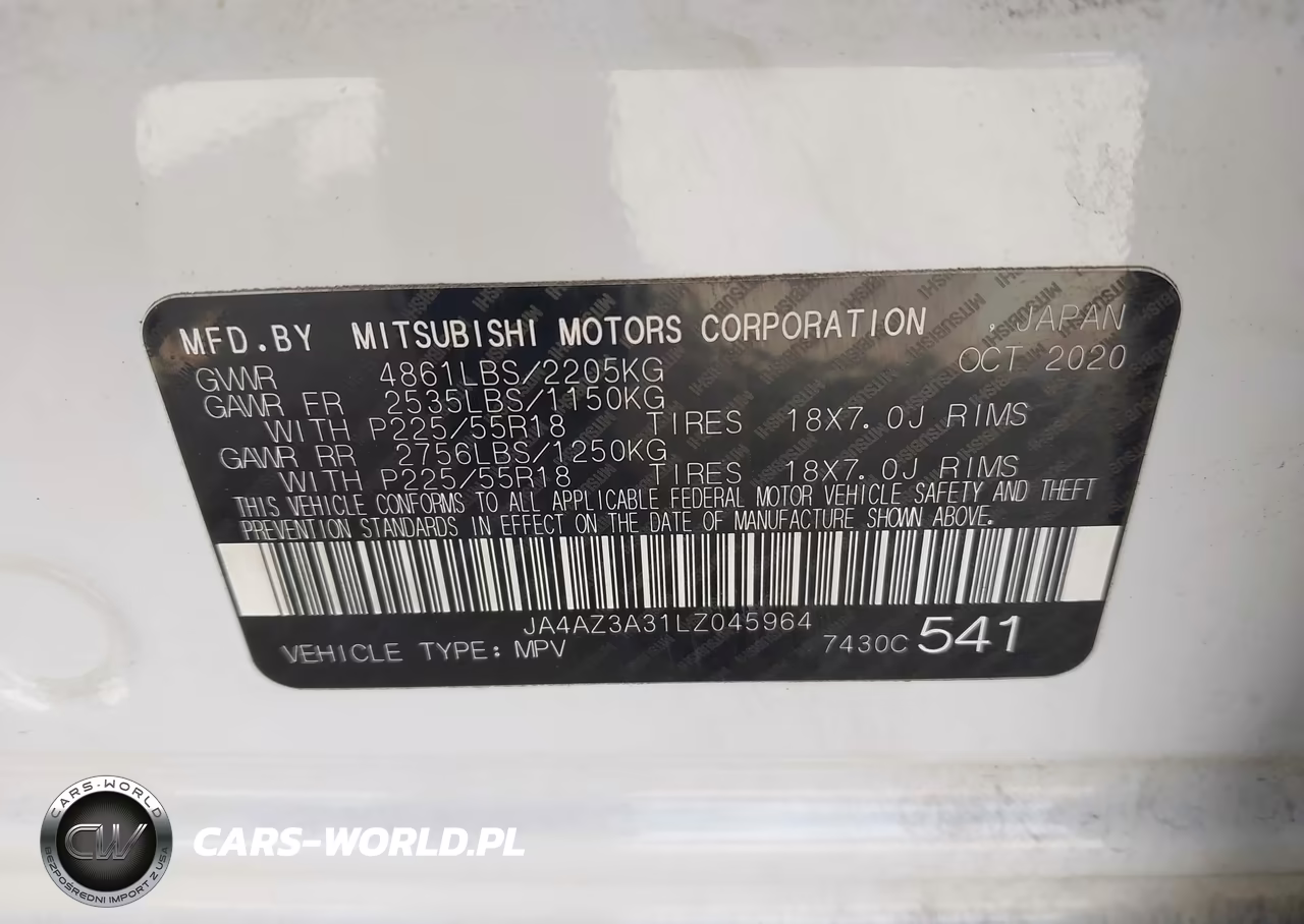 2020 Mitsubishi Outlander Es 2.4 S-Awc-Le 2.4 S-Awc-Se 2.4 S-Awc-Sel 2.4 S-Awc-Sp 2.4 S-Awc VIN:JA4AZ3A31LZ045964 - 9