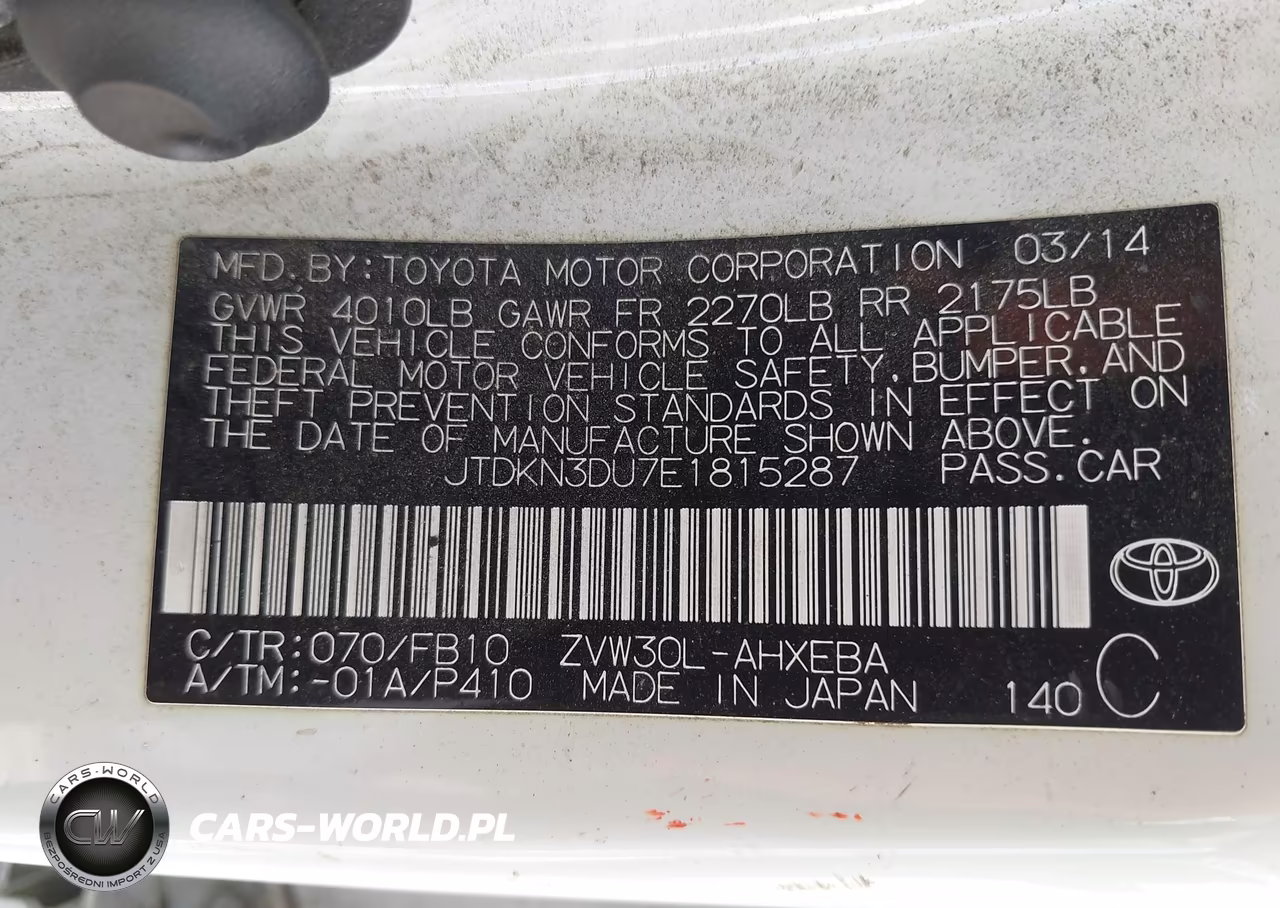 2014 Toyota Prius Two VIN:JTDKN3DU7E1815287 - 9