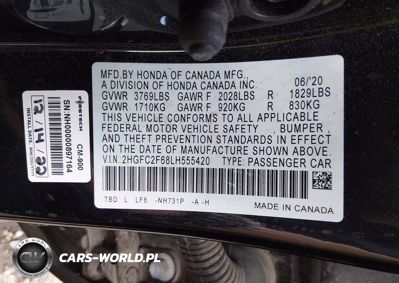 2020 Honda Civic Lx VIN:2HGFC2F68LH555420 - 9