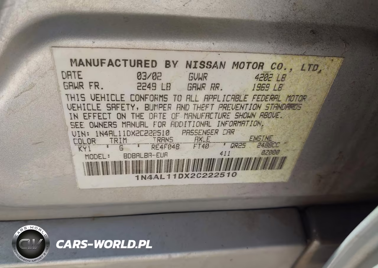 2002 Nissan Altima 2.5 Sl VIN:1N4AL11DX2C222510 - 9