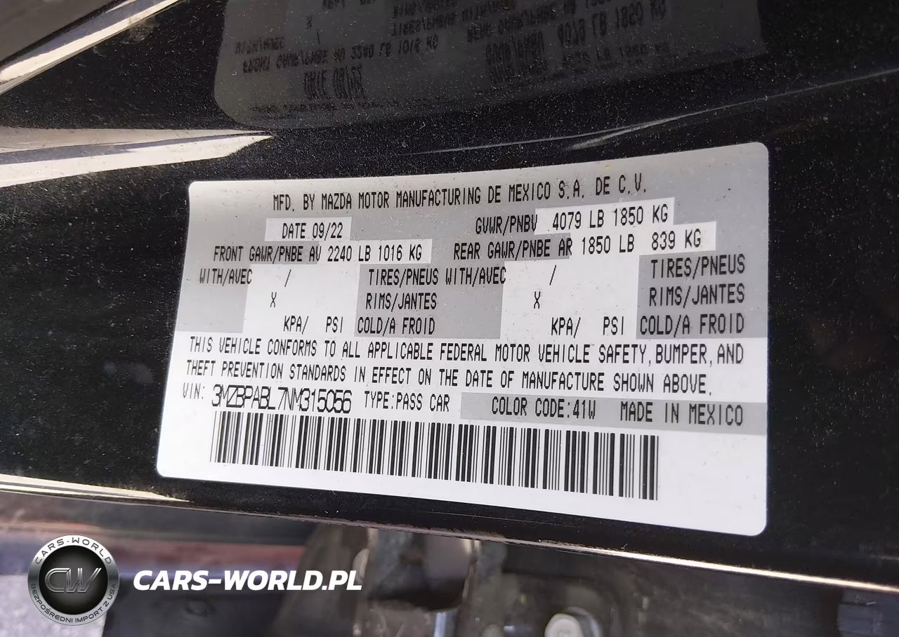 2022 Mazda Mazda3 Select VIN:3MZBPABL7NM315056 - 9
