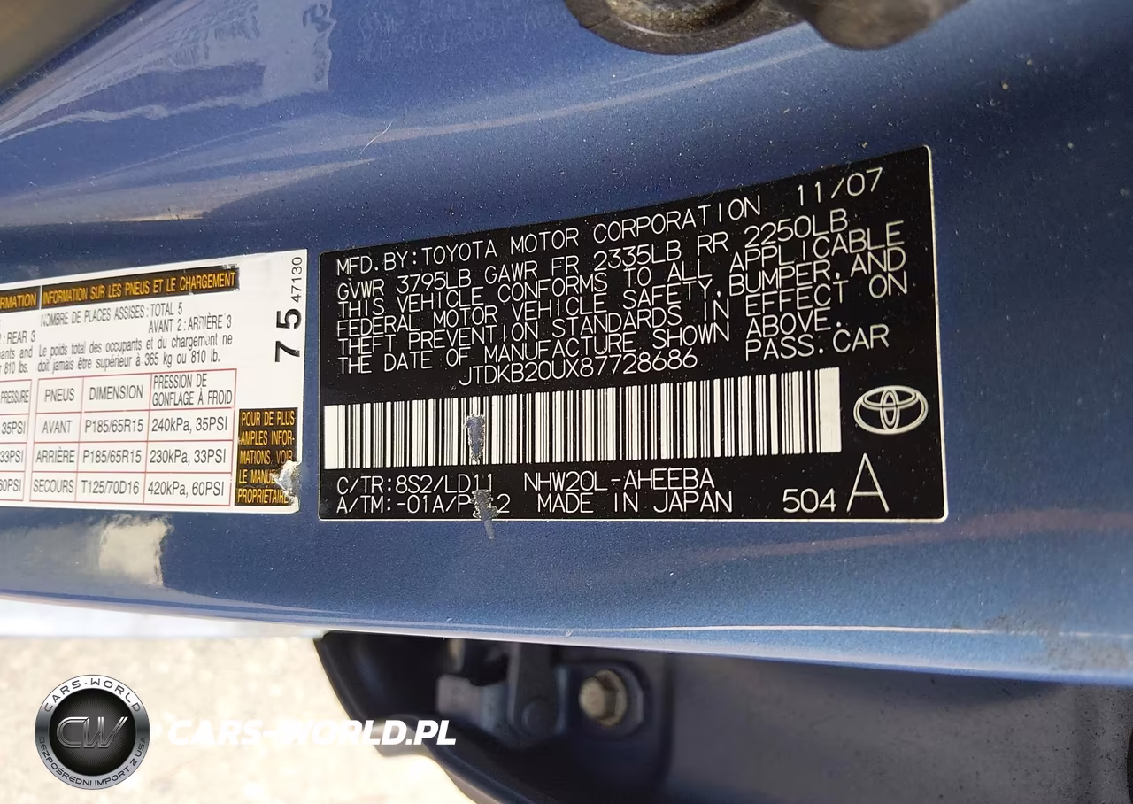 2008 Toyota Prius VIN:JTDKB20UX87728686 - 9