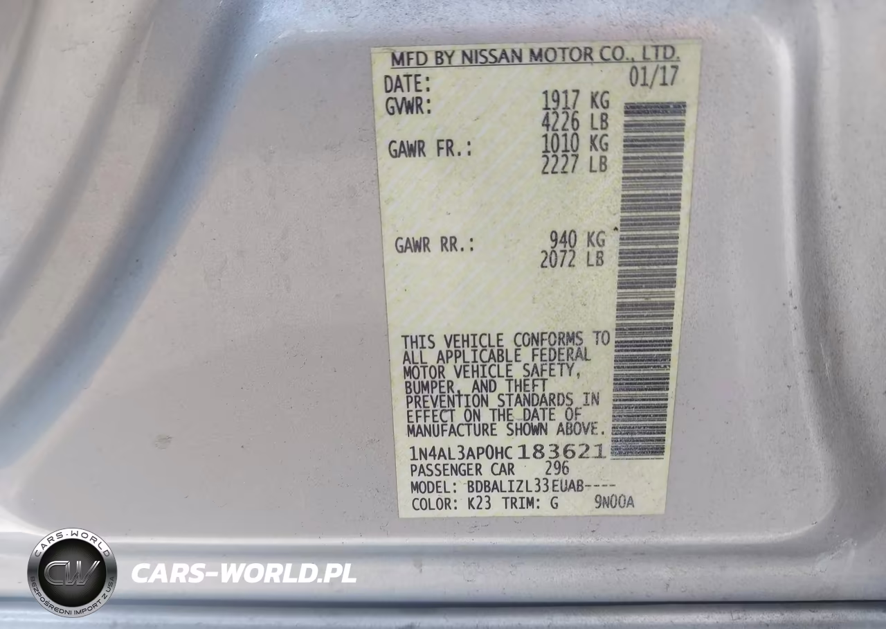 2017 Nissan Altima 2.5 Sv VIN:1N4AL3AP0HC183621 - 9