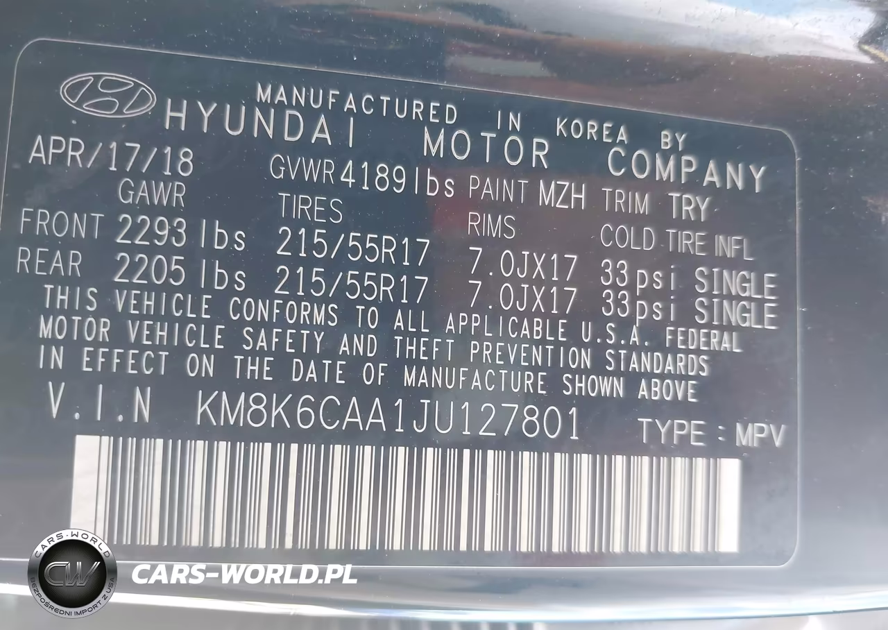 2018 Hyundai Kona Sel VIN:KM8K6CAA1JU127801 - 9