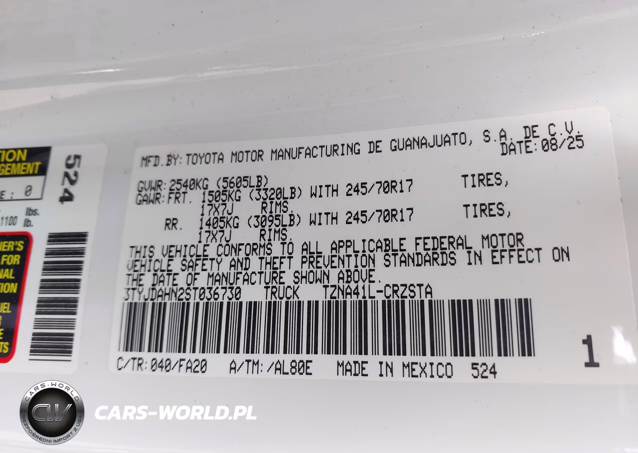2025 Toyota Tacoma Sr VIN:3TYJDAHN2ST036730 - 9