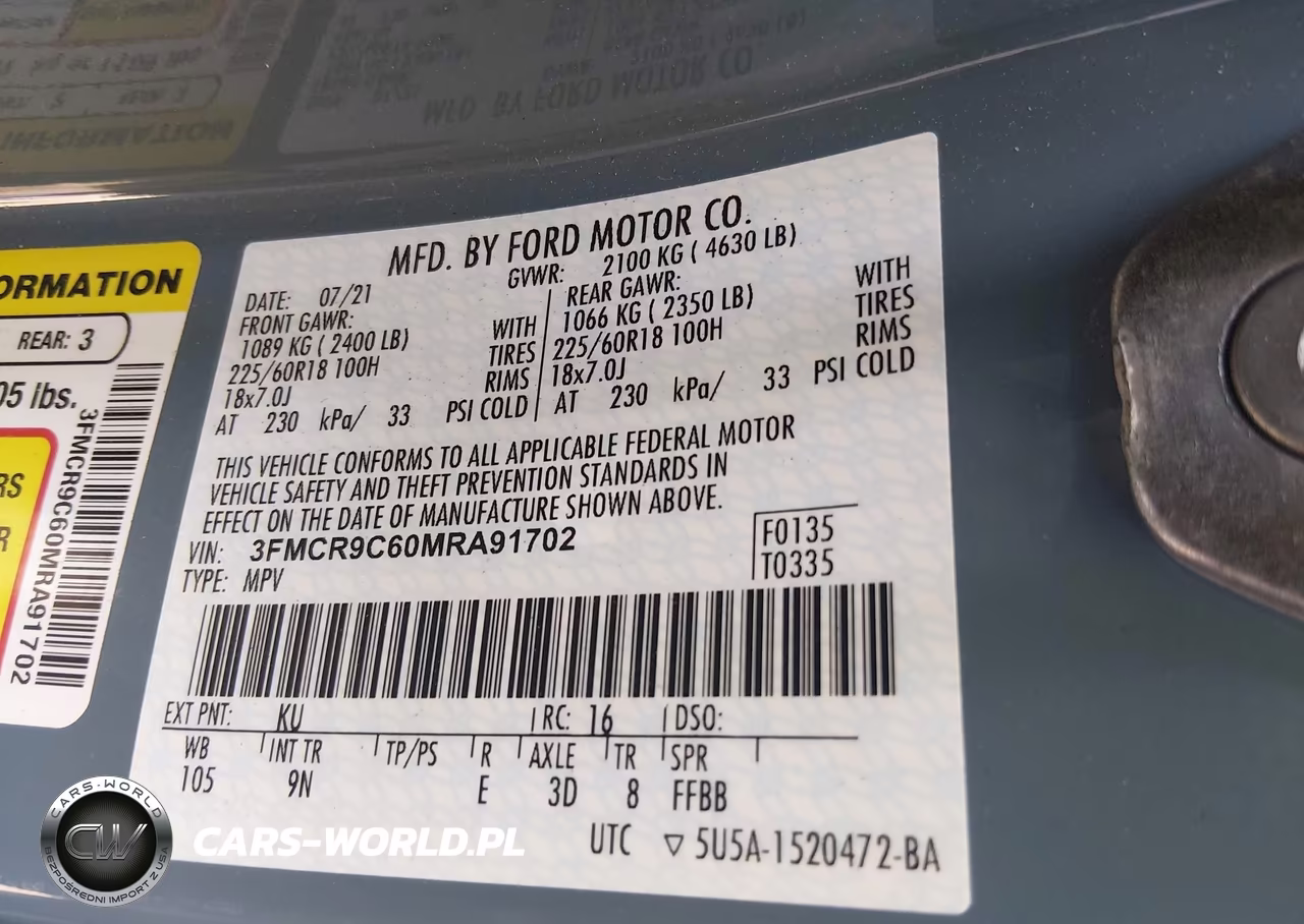 2021 Ford Bronco Sport Outer Banks VIN:3FMCR9C60MRA91702 - 9
