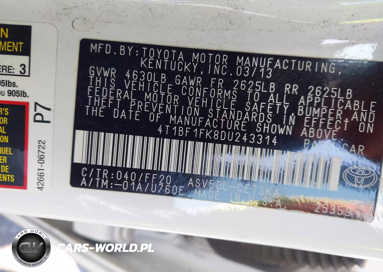 2013 Toyota Camry Se VIN:4T1BF1FK8DU243314 - 9