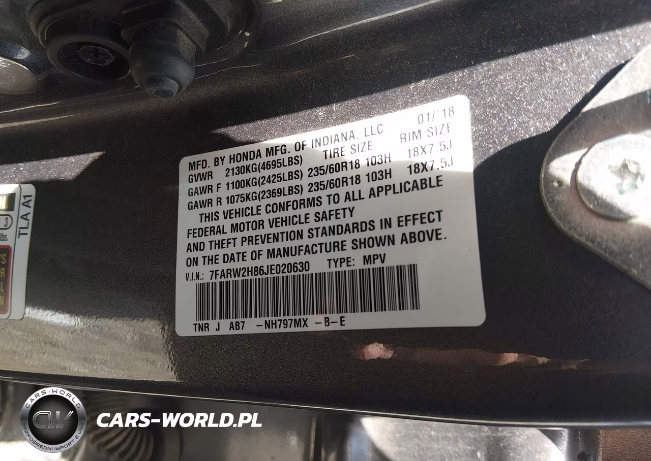 2018 Honda Cr-V Ex-L-Ex-L Navi VIN:7FARW2H86JE020630 - 9