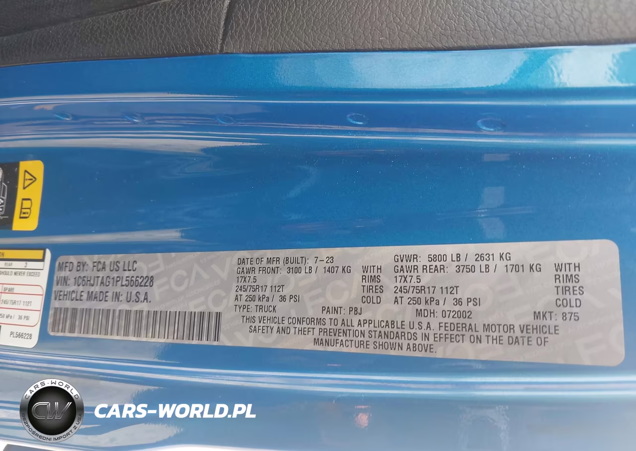 2023 Jeep Gladiator Sport S 4X4 VIN:1C6HJTAG1PL566228 - 9