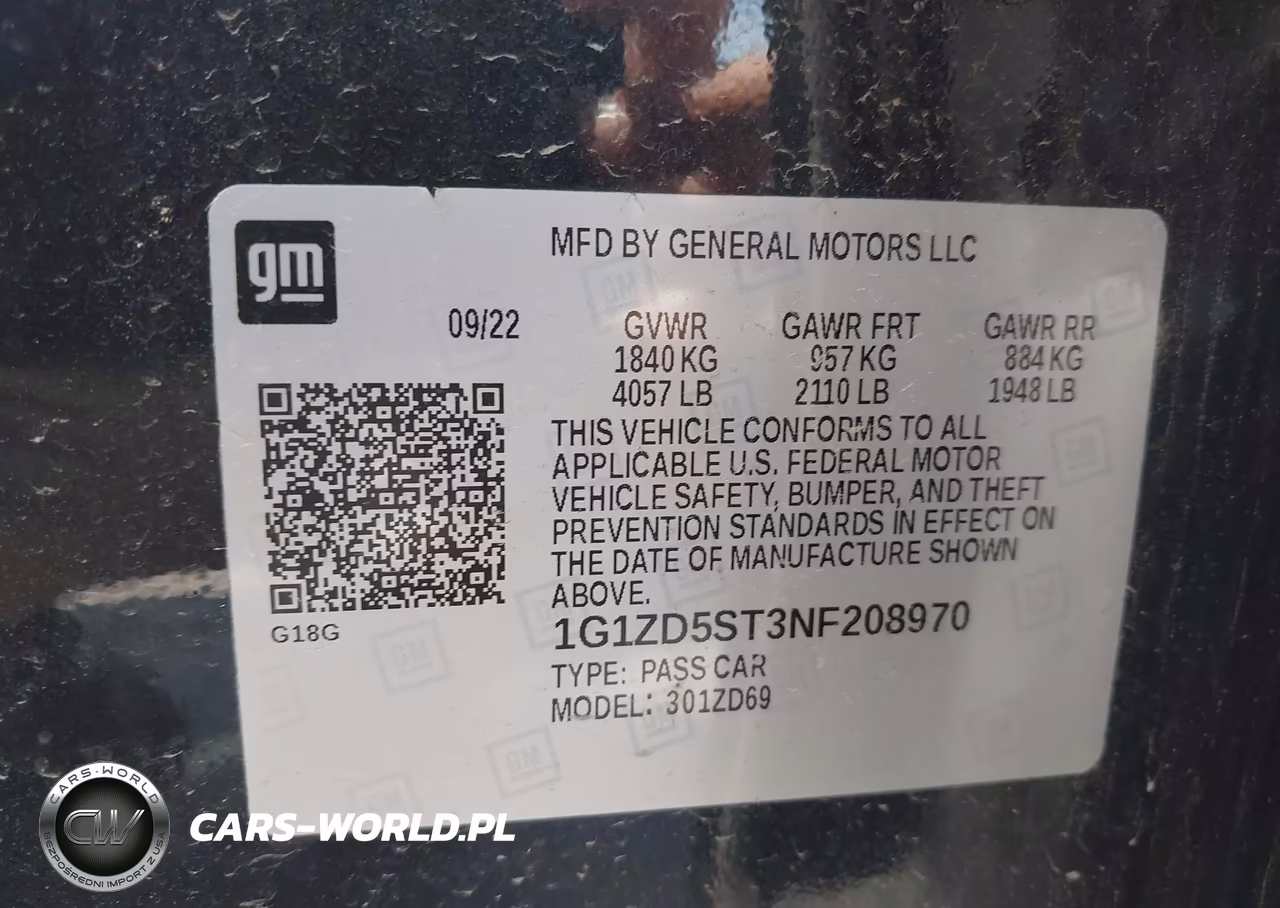 2022 Chevrolet Malibu Fwd Lt VIN:1G1ZD5ST3NF208970 - 9