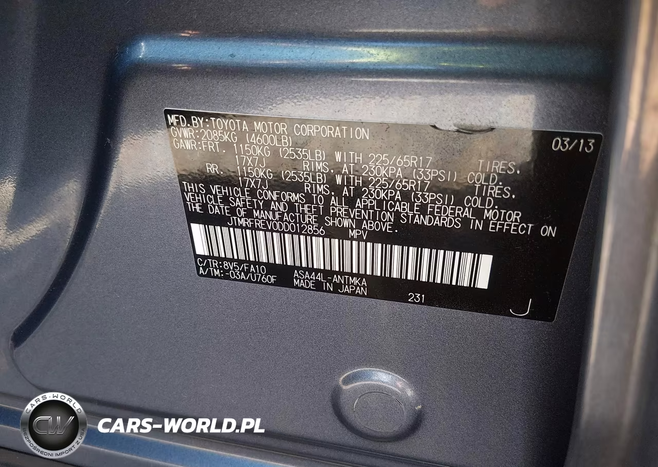 2013 Toyota Rav4 Xle VIN:JTMRFREV0DD012856 - 9