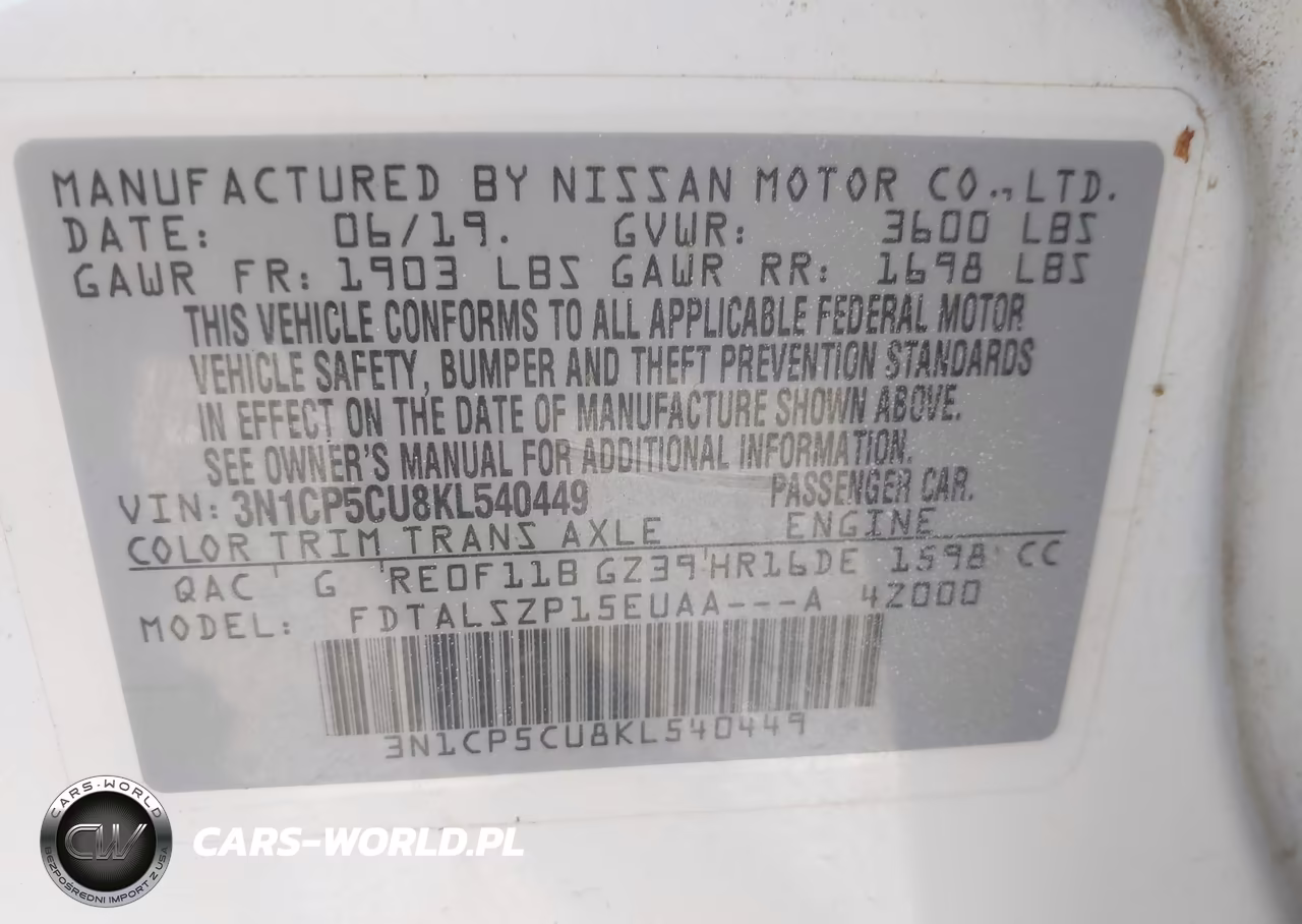 2019 Nissan Kicks Sv VIN:3N1CP5CU8KL540449 - 9