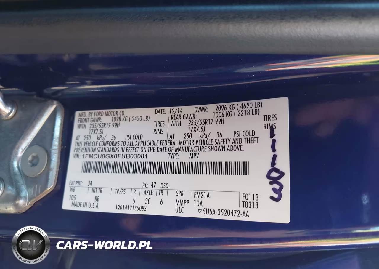 2015 Ford Escape Se VIN:1FMCU0GX0FUB03081 - 9