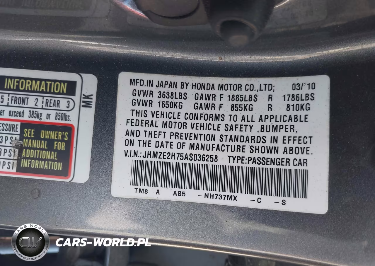 2010 Honda Insight Ex VIN:JHMZE2H75AS036258 - 9