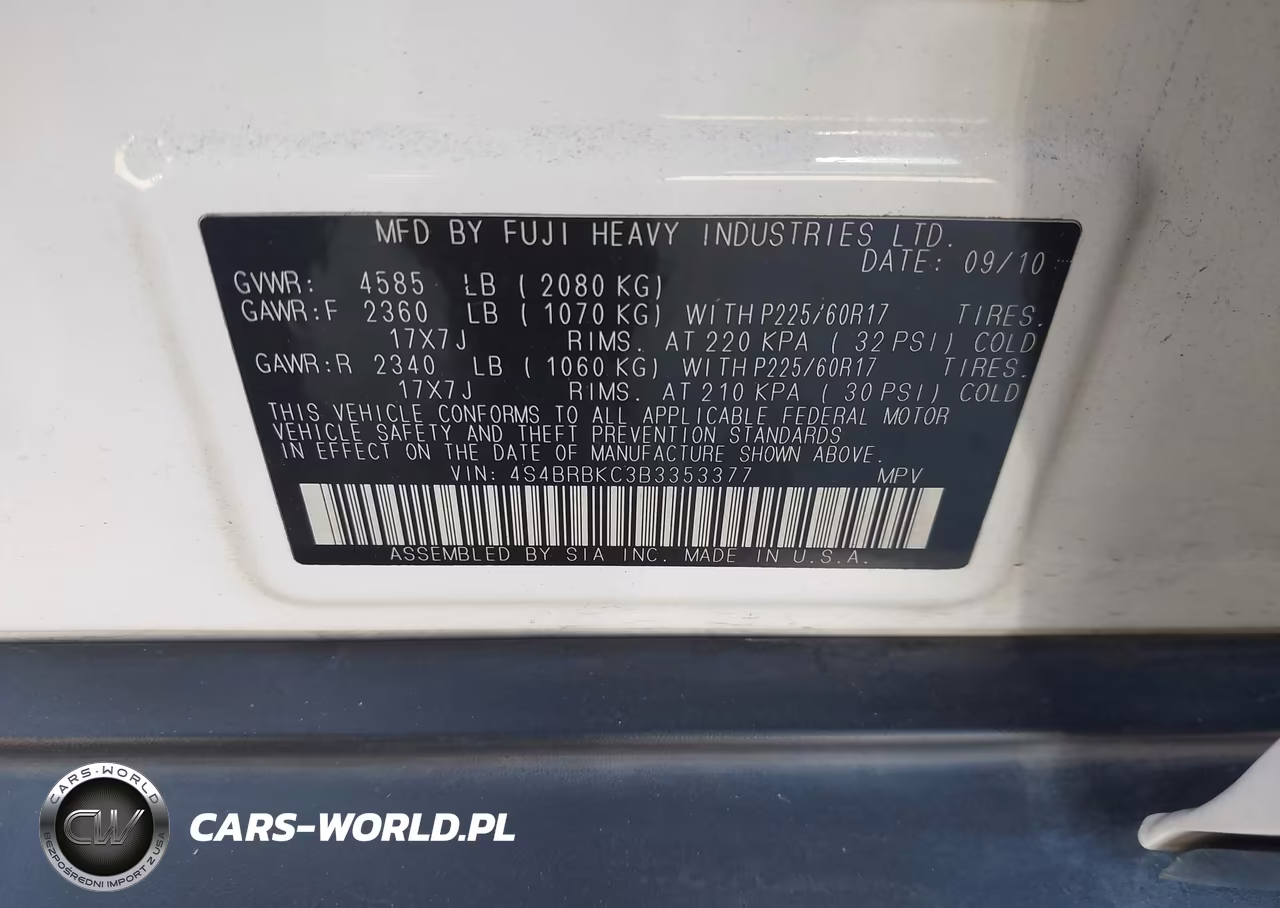 2011 Subaru Outback 2.5I Limited VIN:4S4BRBKC3B3353377 - 9