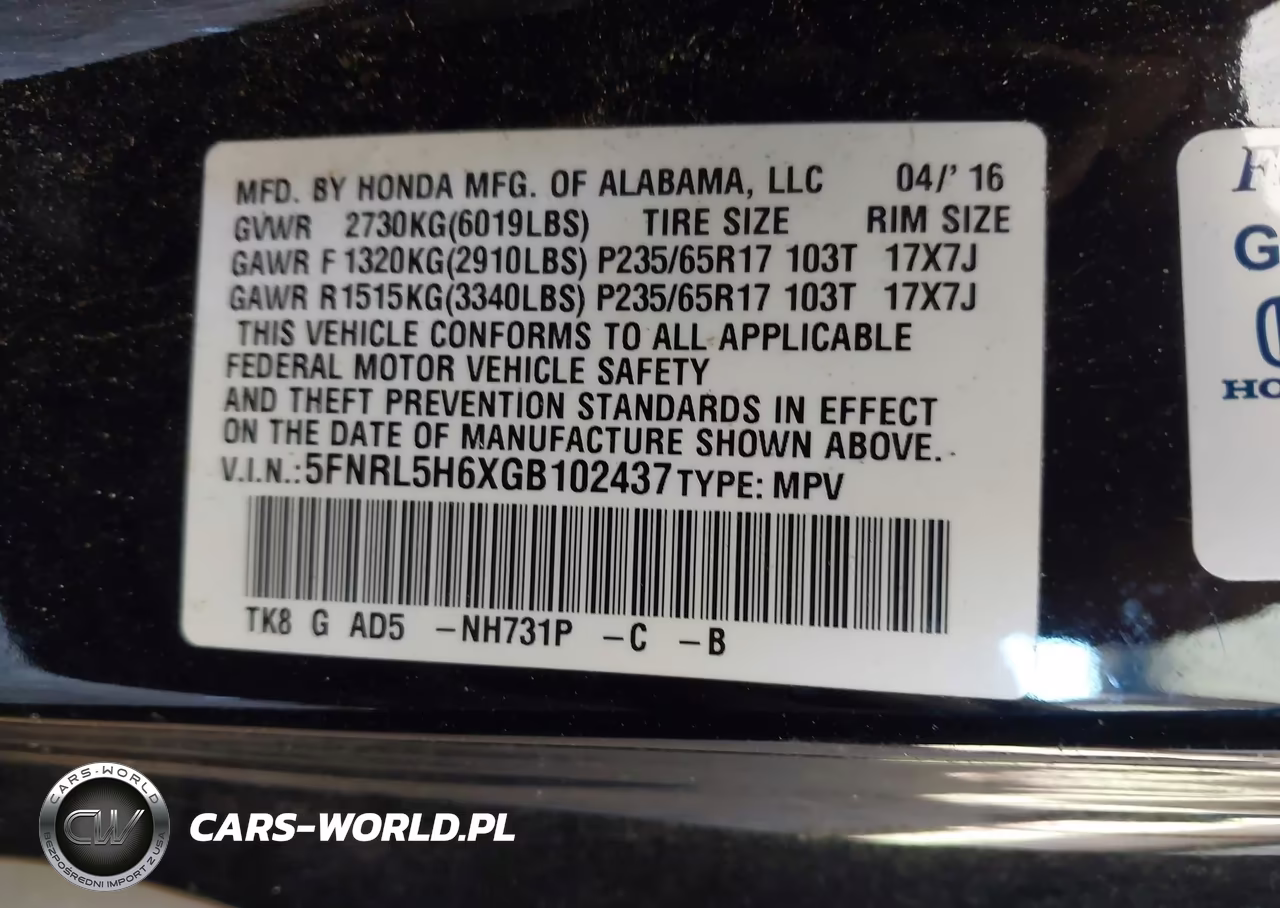 2016 Honda Odyssey Ex-L VIN:5FNRL5H6XGB102437 - 9