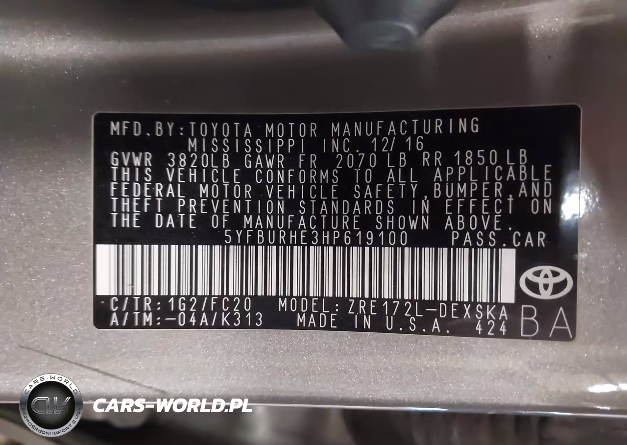 2017 Toyota Corolla Se VIN:5YFBURHE3HP619100 - 9