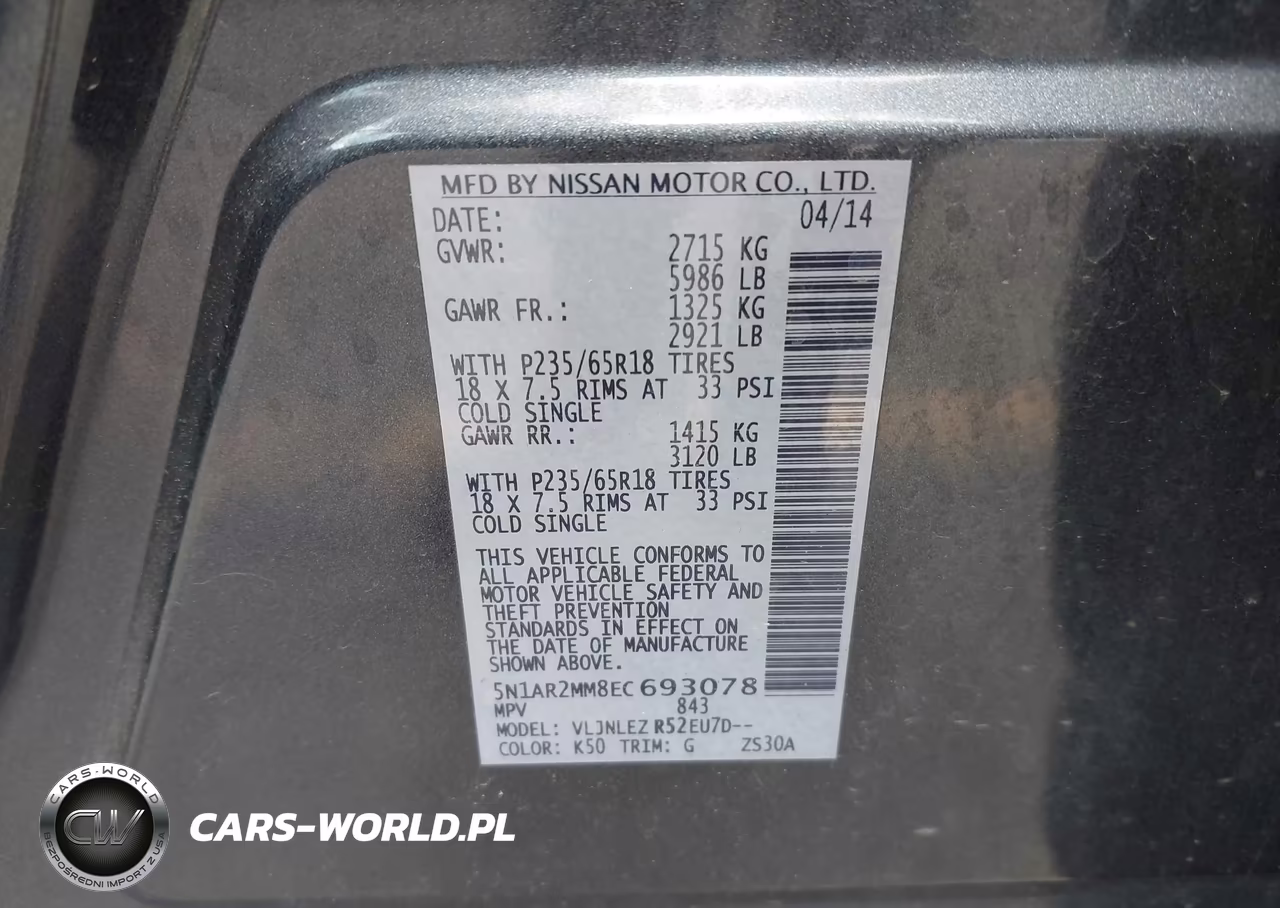 2014 Nissan Pathfinder Sv VIN:5N1AR2MM8EC693078 - 9