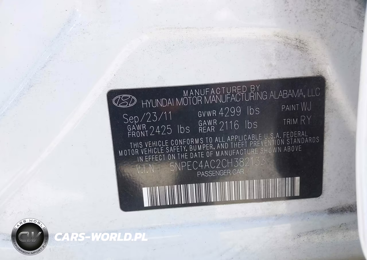 2012 Hyundai Sonata Limited VIN:5NPEC4AC2CH382133 - 9