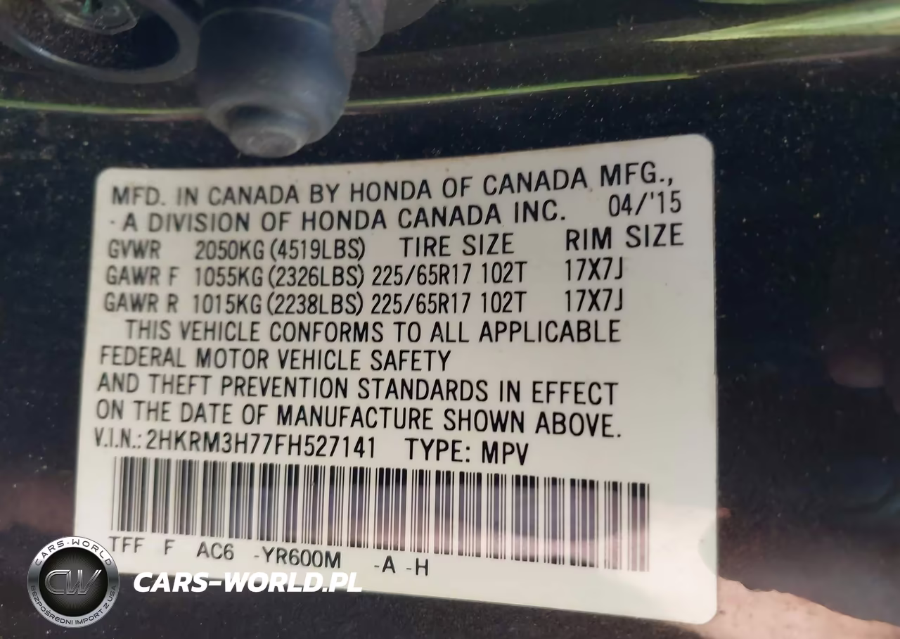 2015 Honda Cr-V Ex-L VIN:2HKRM3H77FH527141 - 9