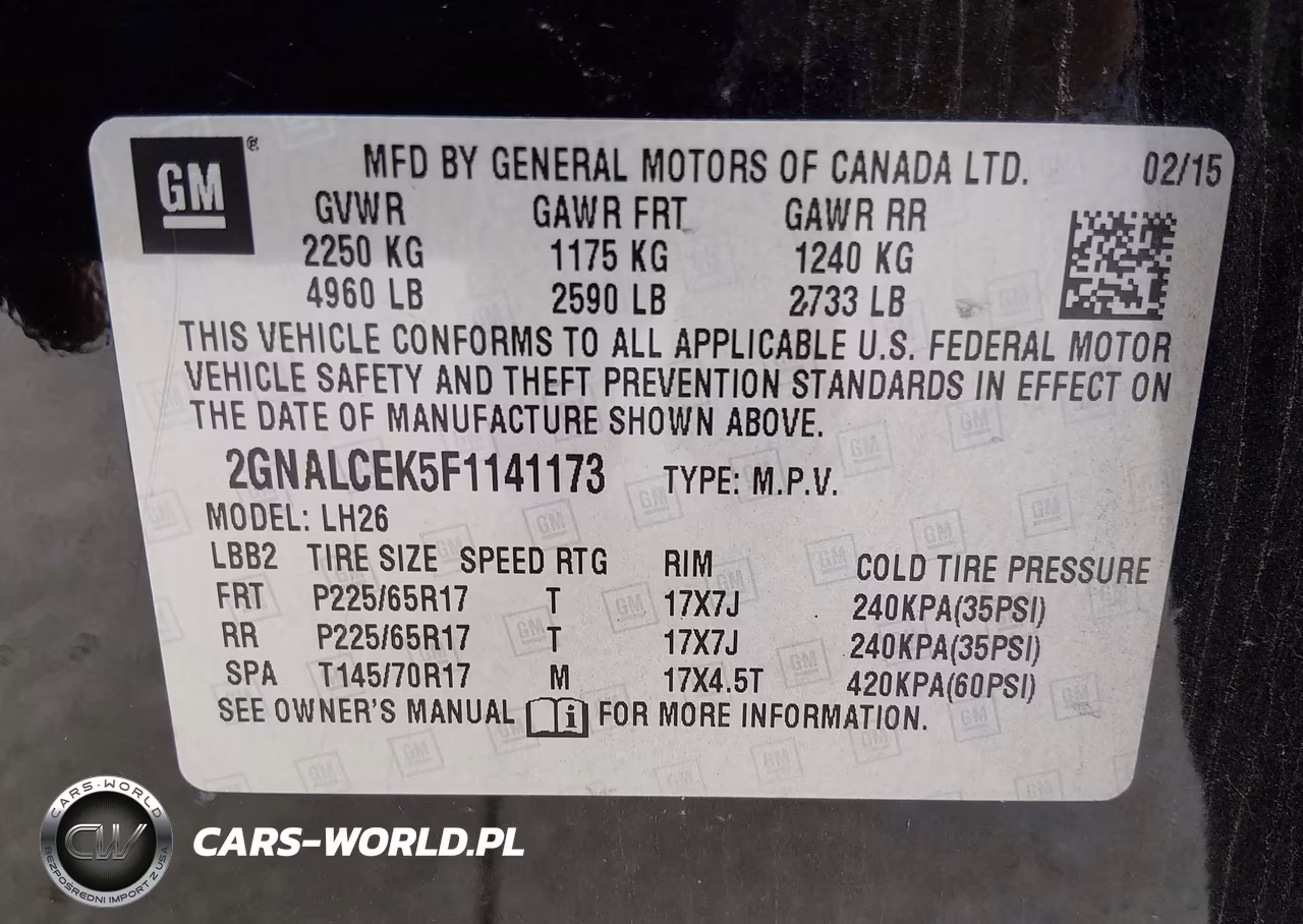 2015 Chevrolet Equinox 2Lt VIN:2GNALCEK5F1141173 - 7