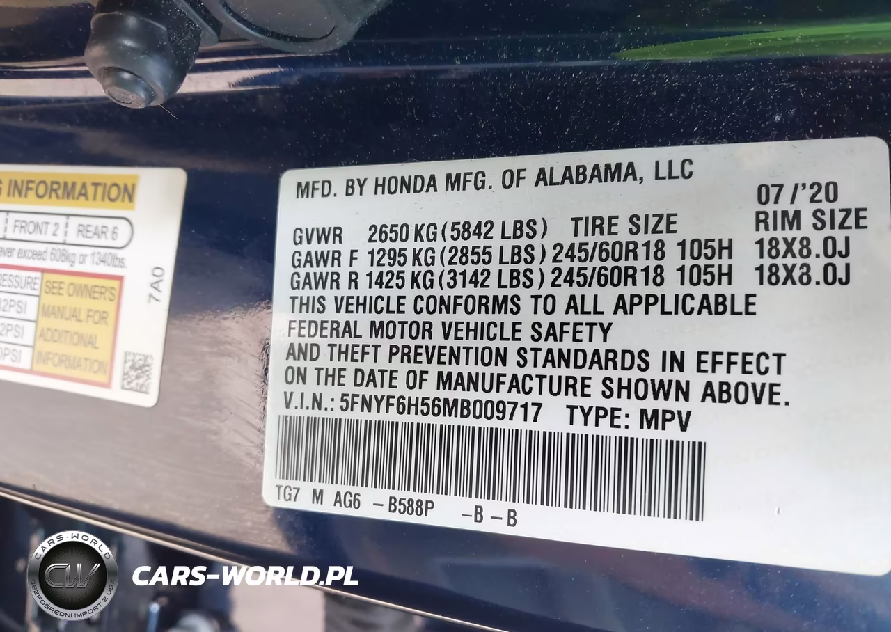 2021 Honda Pilot Awd Ex-L VIN:5FNYF6H56MB009717 - 9