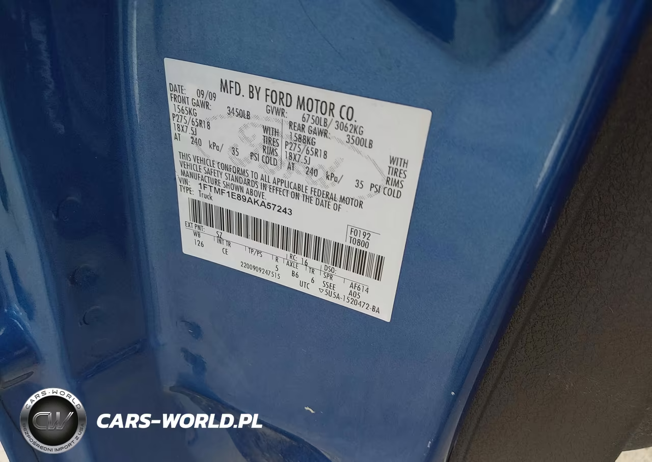 2010 Ford F150 VIN:1FTMF1E89AKA57243 - 9