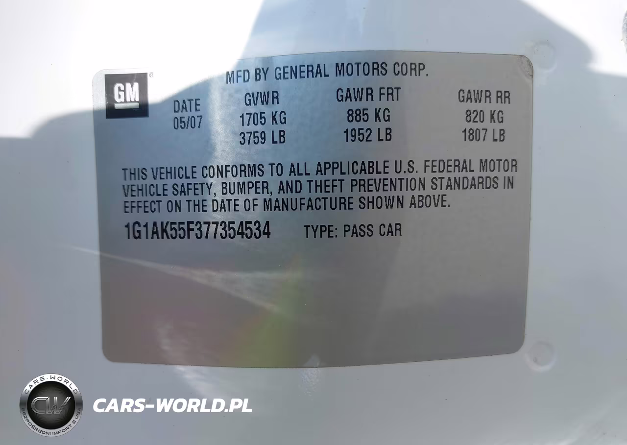 2007 Chevrolet Cobalt Ls VIN:1G1AK55F377354534 - 9