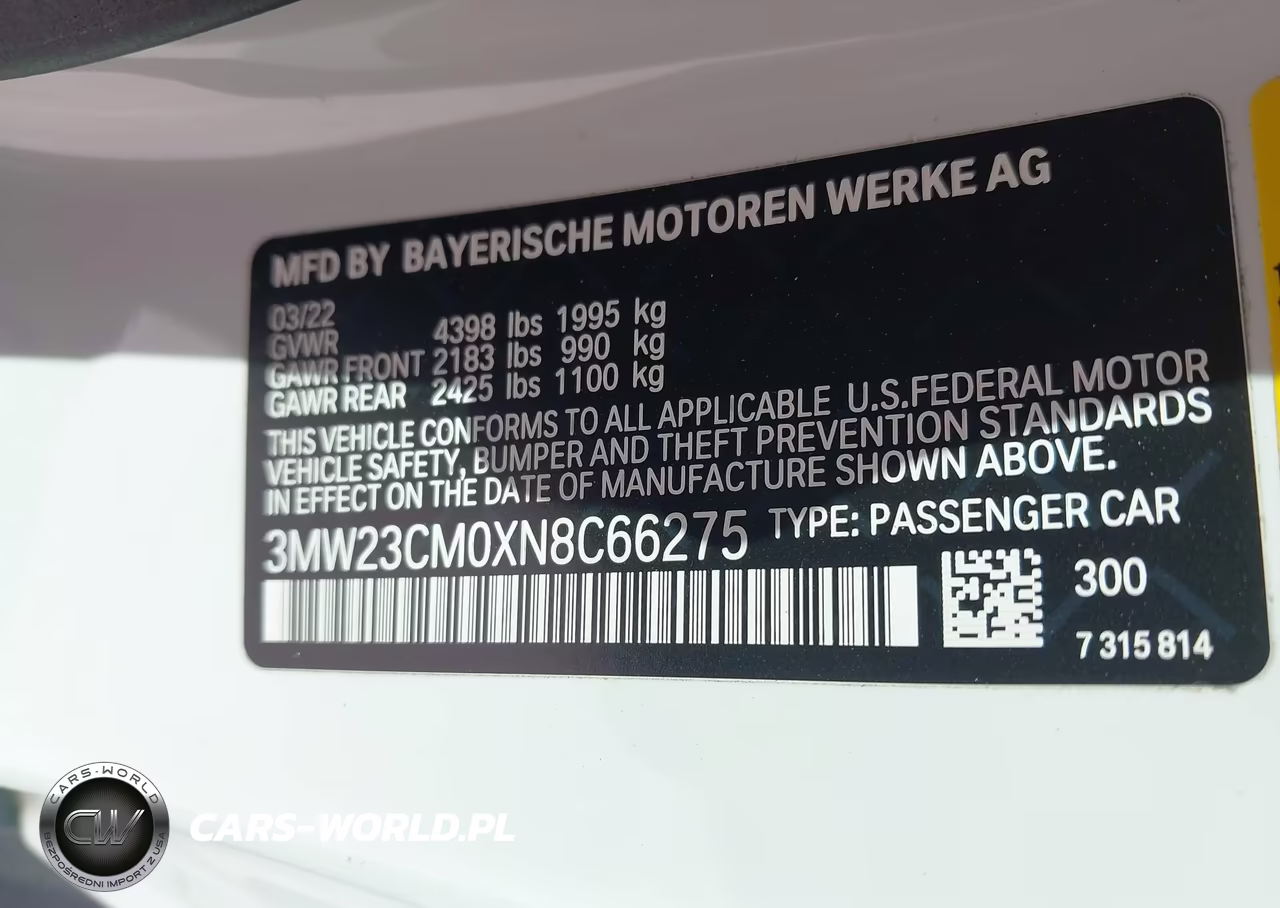 2022 BMW 230 I VIN:3MW23CM0XN8C66275 - 9